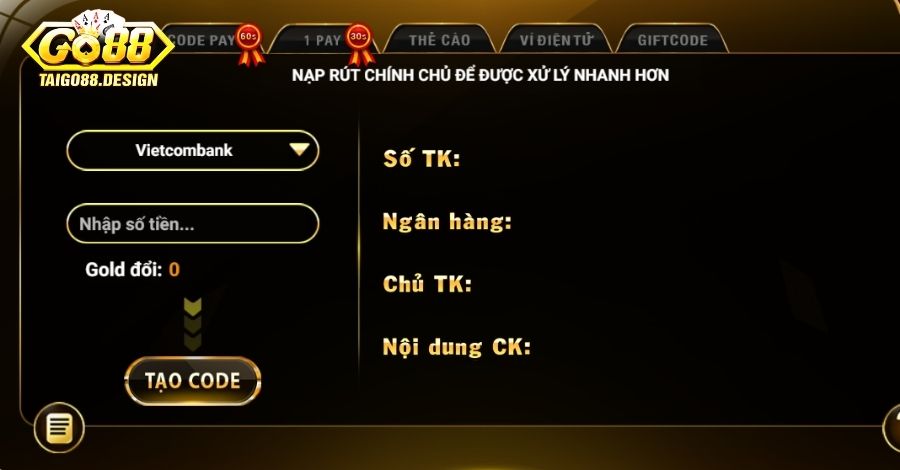 Đa dạng hình thức nạp rút cho anh em lựa chọn